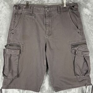 VTG Armani Exchange AX Mens Cargo Shorts Brown Cotton Sz 34‎ Utility Pockets Zip